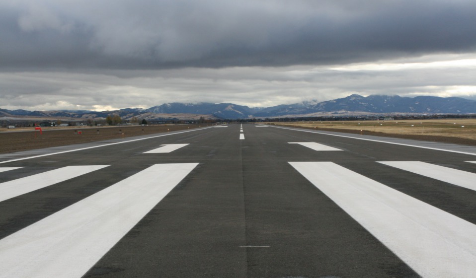 Close up of new paved runway 11-29